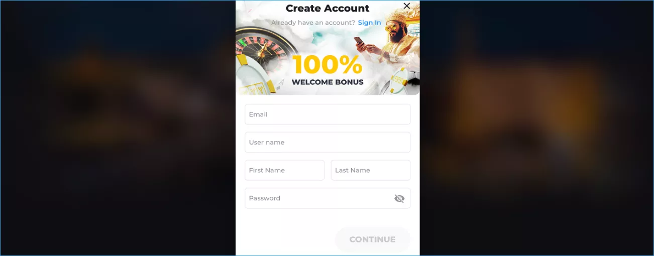 Quick and easy registration at YYY online casino
